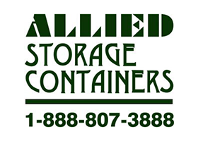 Logo and Link to Allied Storage Containers - 1-888-807-3888 - Dark Green Letters - URL: www.alliedstoragecontainers.com