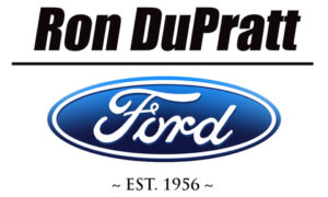 Logo and Link to Ron DuPratt Ford est 1956- Ron Dupratt in Dark Blue ltters with white outline, Ford in white letters in blue oval - URL: www.ronduprattford.com